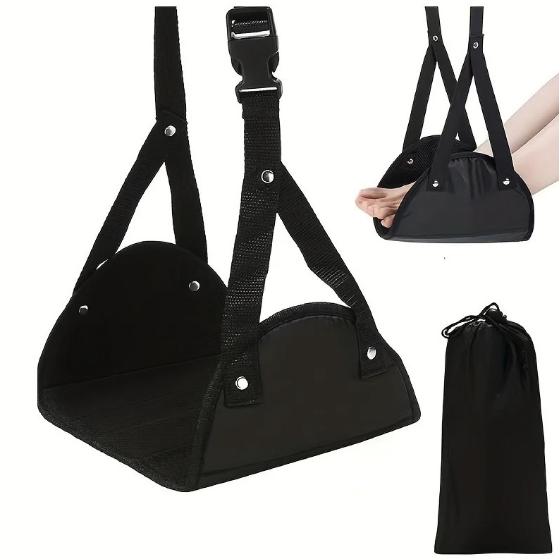 1pc Airplane Footrest Hammock Adjustable Strap Travel Leg Rest - NEW