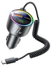 77W Bluetooth 5.4 FM Transmitter Car Adapter [PD3.0 65W+12W Fast Charging] 