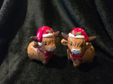 Sleigh Bell Bistro Highland Cow Christmas Salt & Pepper Shakers – Ceramic NIB