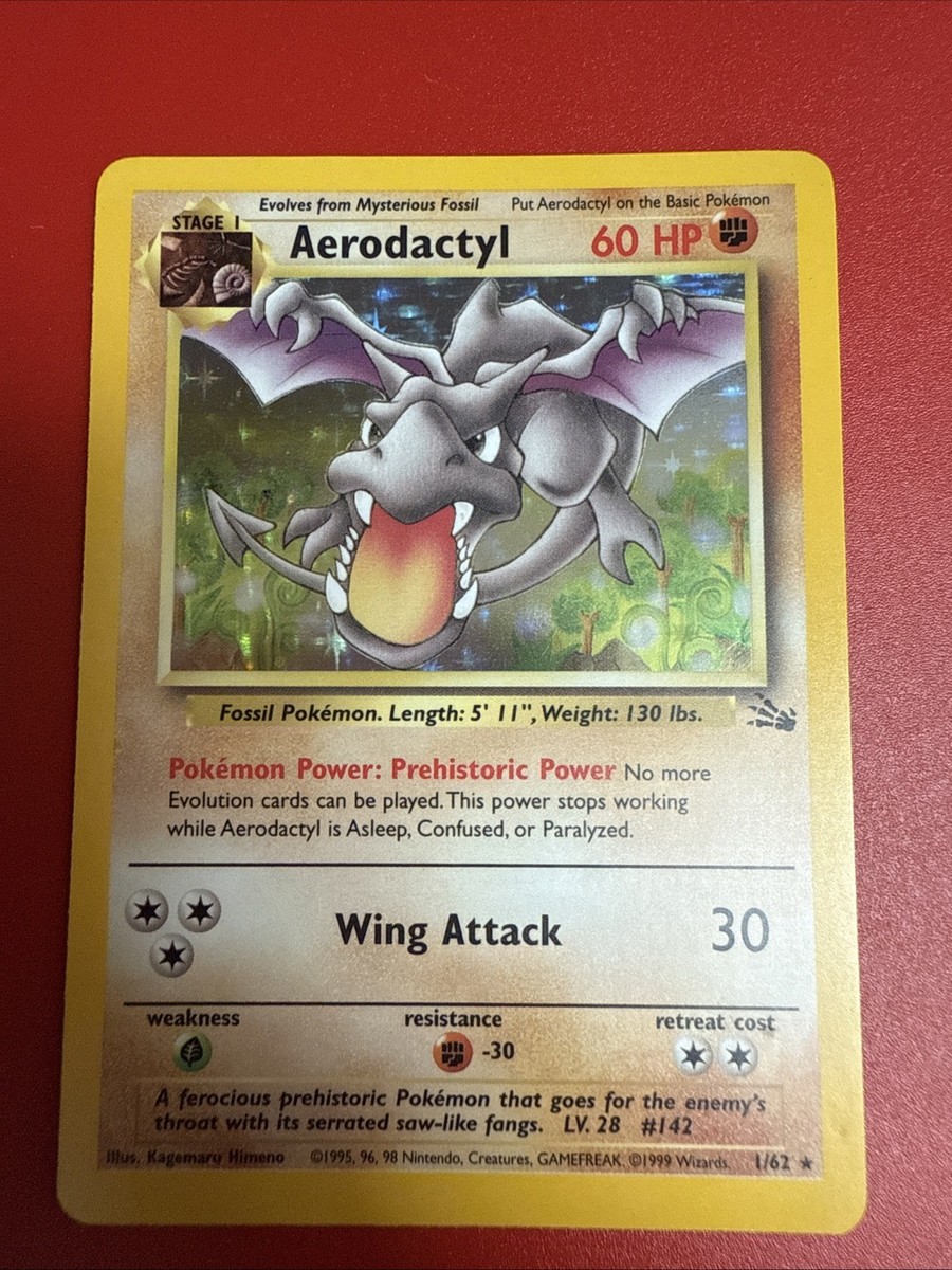 Aerodactyl 英語版 1/62 Pokémon TCG Aerodactyl Fossil Holo Card 1/62 Unlimited Rare LP