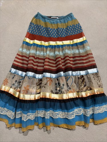 Mary-Kate and Ashley Tiered Skirt Girls Size M 7/8 Boho Prairie Patchwork