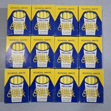 Vintage 12 Box Lot 144 Sticks Chalk Yellow Blackboard France School Mate 110-312