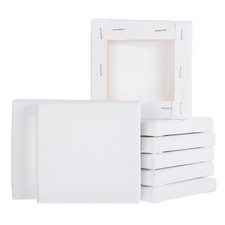 8 Pcs Stretched Canvas, 4x4" Artist Boards 9/13" Profile Cotton Panels,White