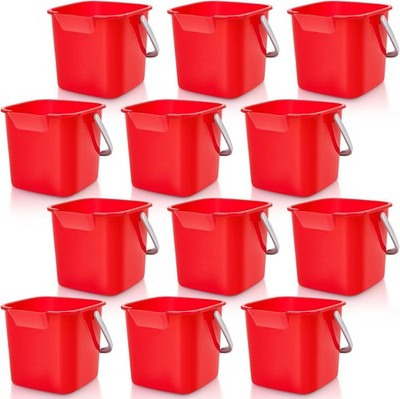 12 Pcs Sanitizing Bucket 3 Quart Cleaning Pail Small Detergent Square Spout &