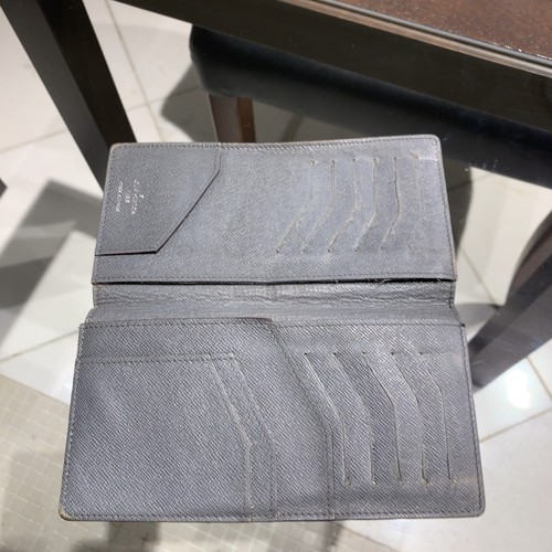 (Auth) LOUIS VUITTON Taiga Long Wallet Gray Leather Bifold Purse TA0110 - Picture 7 of 12