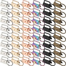 48 Pcs Keychain Fob Hardware Bulk 1.25" Key Hardware with Split Ring Wristlet...