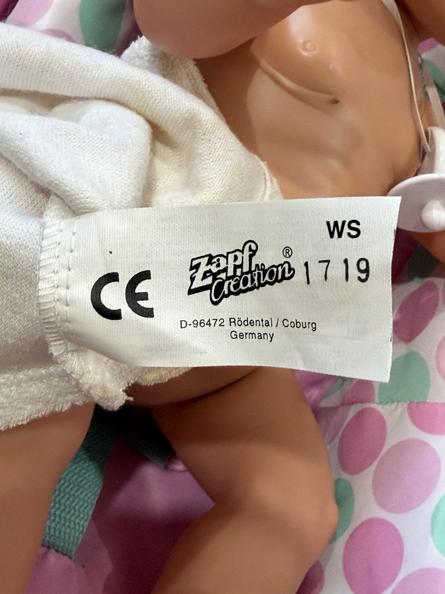 CE Zapf Creation Doll D-96472 RODENTAL 17” Red/pink Eyes Drinks