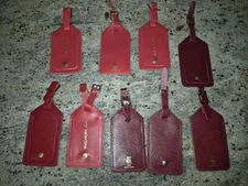 Lot of 9 Charing Cross Calf Leather Luggage Tags – Made in England – Red/Pink –