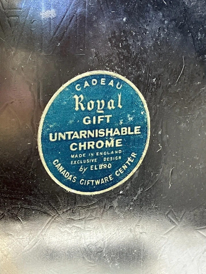 CADEAU ROYAL GIFT Chrome Serving Tray Elbro 1963 Provinces ROYAL MOUNTED POLICE - Image 4 of 4