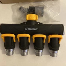 Melnor 65135AMZ 4 Way Lever Flow Through Valve Connector Bundle Yellow Black