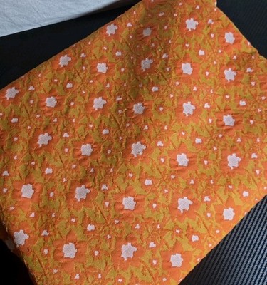 Vintage 1970s Bright Orange Fabric Textured MCM curtains Or UpholsteryREAD 99x68
