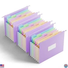 ANSOOK Large Capacity Wheat Straw File Folders, Letter Size, 7 Pockets, 3-Pack