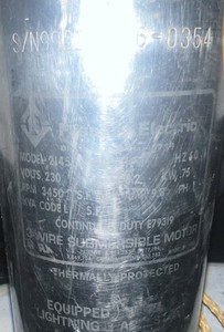 Franklin Electric 4” 1HP 2145089003 Submersible Deep Well Pump 0.75kW 9.8A 60HZ