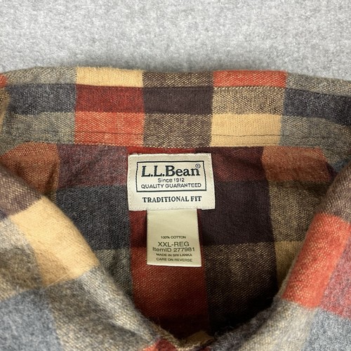 LL Bean Flannel Shirt Mens 2XL Plaid Traditional Fit Chamois Outdoors 277981 - Picture 4 of 8