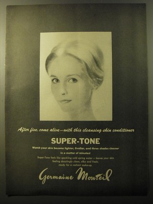 1961 Germaine Monteil Super-Tone Skin Conditioner Ad - After five, come alive