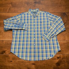 Vintage Ralph Lauren Mens XXL Classic Fit Plaid Shirt Blue Yellow Long Sleeve
