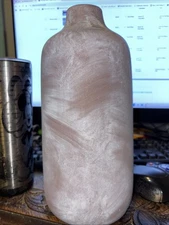 Old East Main Co Flower Market Ceramic Container Vase Jar Tan White DISTESSED LO