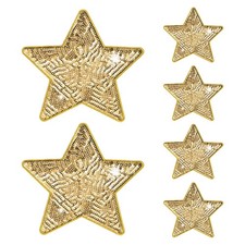 6PCS 12,5x12,5cm Glitzerstern-Aufn&auml;her f&uuml;r DIY Hellgold
