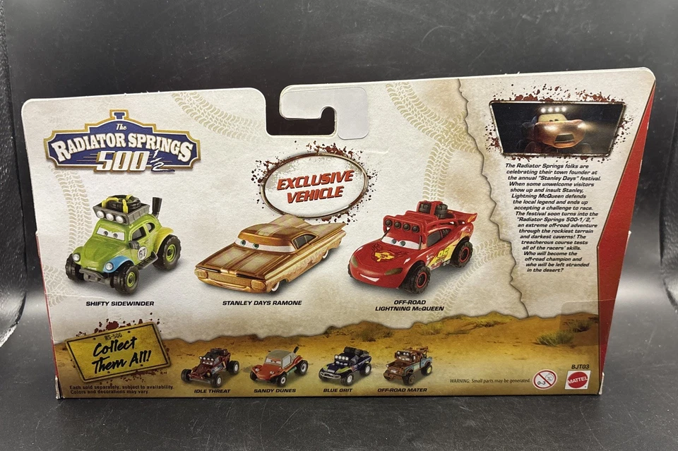 Disney Pixar Cars resortes de radiador 500 1/2 paquete de 3 Shifty, Ramone, McQueen Mattel Foto 2 de 4