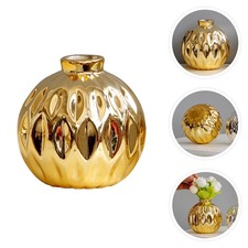 Reusable Ceramic Vase Golden Porcelain Flower Pot for Living Room Decor