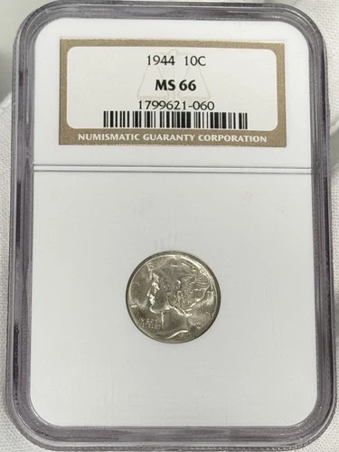 1944-P 10c Mercury Dime NGC MS66 Silver Ten Cent Philadelphia Early US Coin