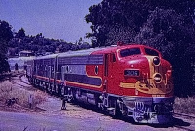 1967 35mm Photo Slide Santa Fe Passenger Train GM-EMD F7A Fallbrook, CA