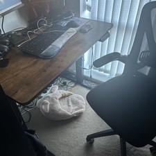 100cm Electric Standing Desk Height Adjustable Sit Stand Computer Desk Brown