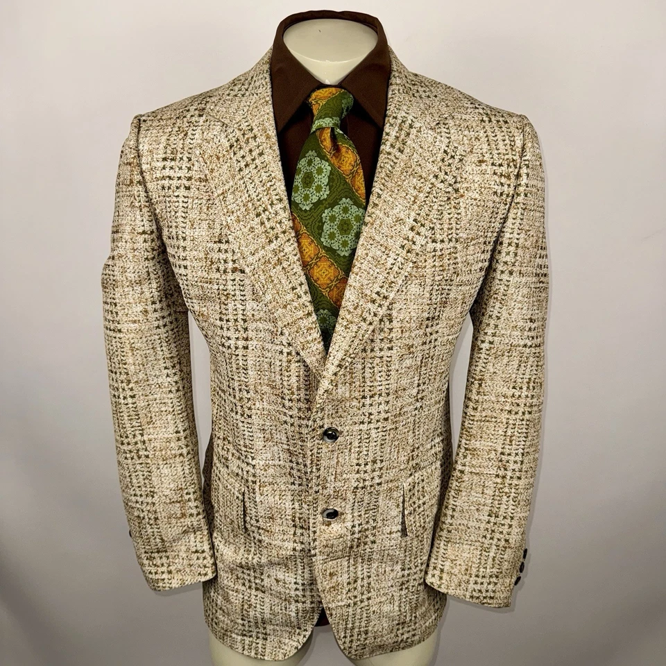 Chaqueta Blazer De Colección Años 60 70 Traje de Ocio Abrigo Deportivo Disco Poliéster Para Hombres 44 Largo Foto 2 de 4