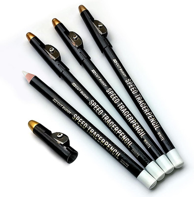White Speed Tracer Barber Pencil 4-Pack with Sharpener, Outline Beard & Hairline
