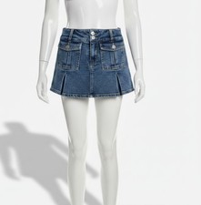 Levi's Big Girls Blue Cotton Pleated Cotton Logo Cargo Pocket Skort Size 12