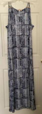 MICHAEL KORS Navy Batik Print Stretch Jersey Spaghetti Strap Maxi Dress XL EUC