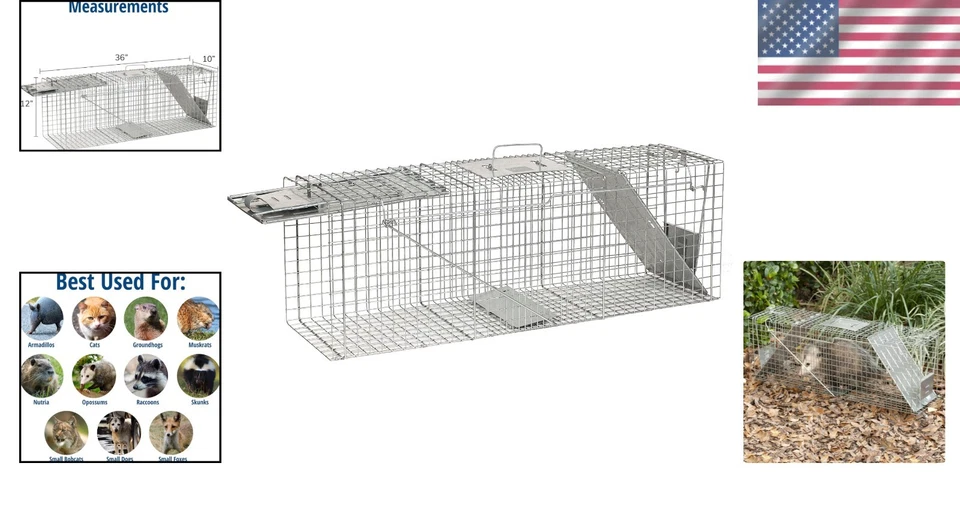 Large Humane Animal Trap Alloy Steel for Raccoons, Groundhogs, Cats - Image 2 of 4