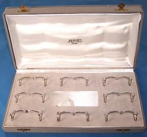 Vintage Hermes Equestrian Horse Bit SilverPlate Place Card Holders Set of 8 RARE