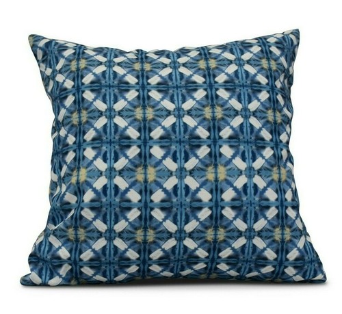 NEU E by Design Strand-Geometrischer Druck Indoor/Outdoor Kissen Blau 16" x 16"