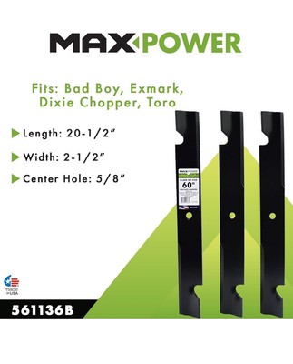Maxpower 561152 Blade for 60  Cut Exmark and Bad Boy Mowers OEM No.103-2530