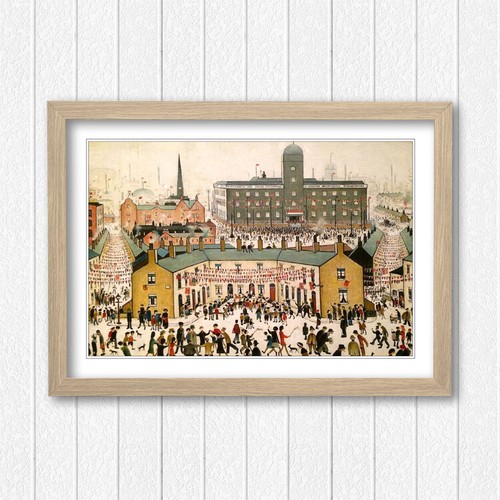 VE DAY VICTORY IN EUROPE CANVAS WALL ART PRINT ARTWORK PAINTING Ls Lowry style - Picture 20 of 20