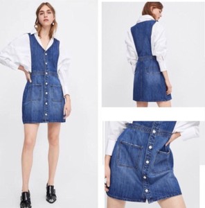 pinafore denim dress with pockets