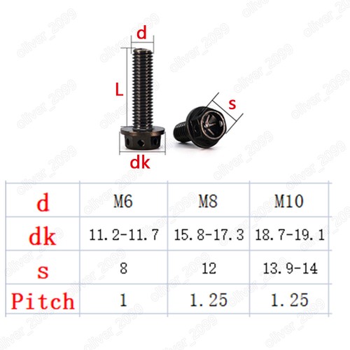 304 Stainless Steel Hexagon Flange Bolts With Holes on Head M6 M8 M10 - Picture 4 of 8