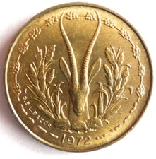 1972 FRENCH WEST AFRICA 5 FRANCS - Excellent Coin - FREE SHIP - Bin #719