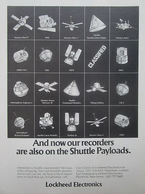 4/1977 PUB LOCKHEED ELECTRONICS RECORDER VIKING APOLLO SHUTTLE ORIGINAL ANZEIGE