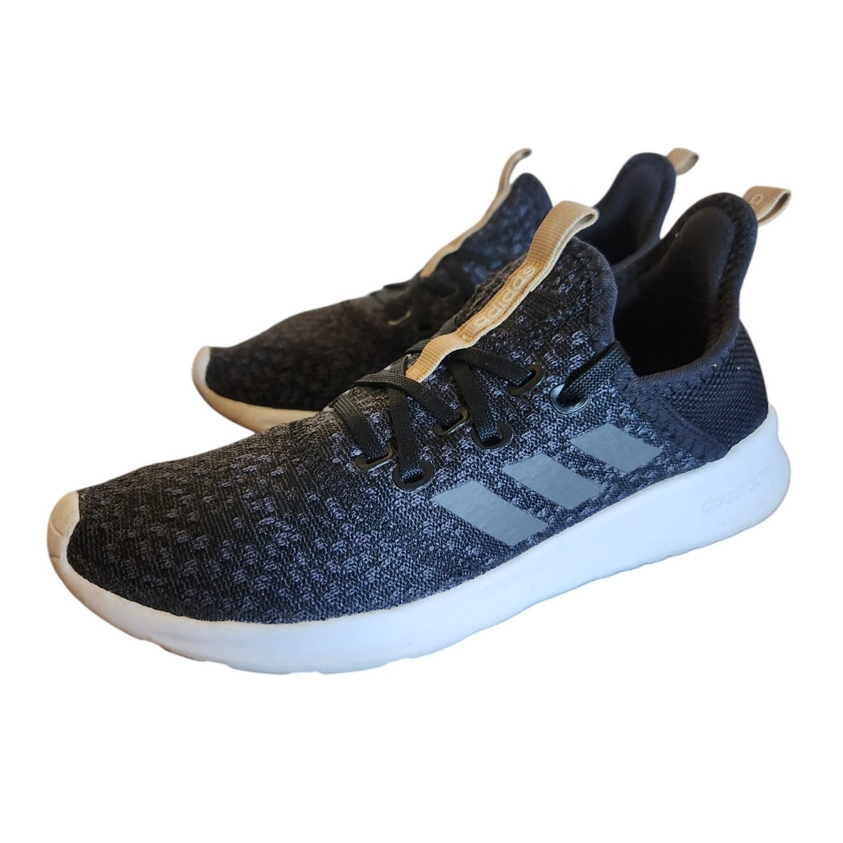Adidas Womens Cloudfoam Black Gray Running Shoes Size 1/2