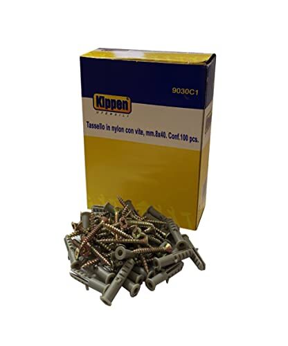 Kippen 9030C1 Confezione da 100 Tasselli in Nylon con Viti. Misura 8x40 (g3w)