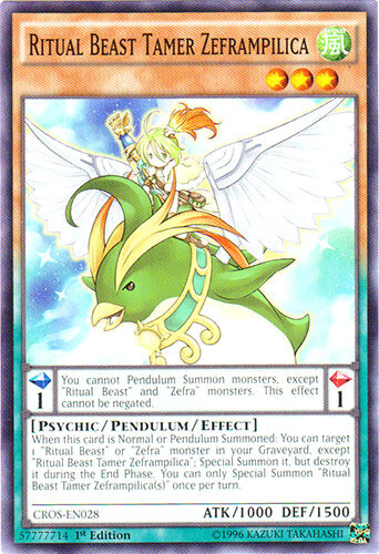 Yu-Gi-Oh! Ritual Beast Tamer Zefrawendi Card (CROS-EN029) - 1st Edition Rare - Crossed Souls Single