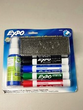 NEW Expo Low Odor Dry Erase Marker Set White Board Eraser Cleaner Multi Color