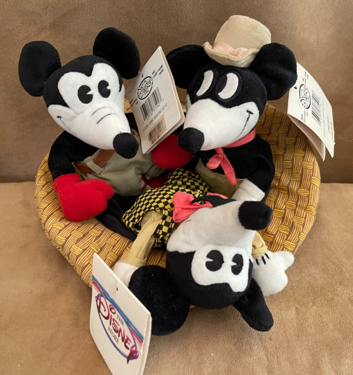 Disney Store Mickey Mouse Classic Comic vintage Plush Set Bean Bag