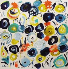 ORIGINAL FLOWERS Naive Folk Outsider Expressionism Mary Carol art MCW Large Work