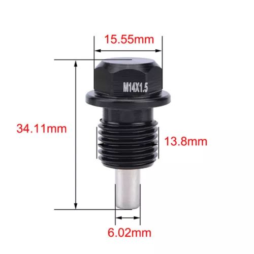 Black M14*1.5MM Magnetic Engine Oil Drain Plug Nut Screw Bolt Oil Drain Sump Nut - Bild 3 von 7