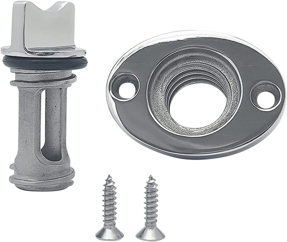 Kit 2 Tappi Di Scarico Per Barca In Acciaio Inox 316 - Forma Ovale, Con Guarnizione Impermeabile