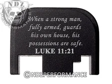 Rear Slide cover plate for Glock 17 19 21 22 23 27 30 34 36 Bible Luke 11:21