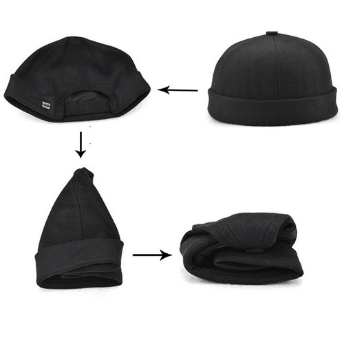 Croogo Brimless Docker Cap - Adjustable Rolled Cuff Skullcap Beanie Hat